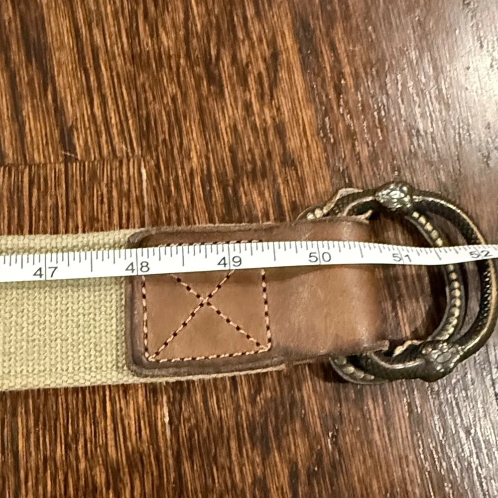 Unbranded belt real leather with beige canvas and metal snake